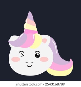 sad kawaii exspression face unicorn. emoticon sticker