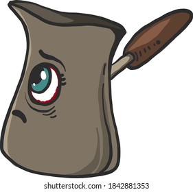 Sad kettle, illustration, vector on white background