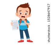 sad kid boy have bad mark from exam