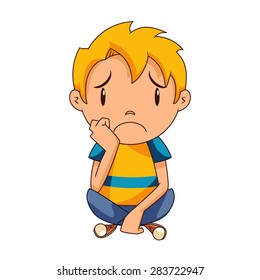 Sad kid, vector