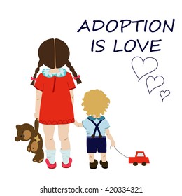 sad kids. girl and boy. adoption of orphans. vector illustration.