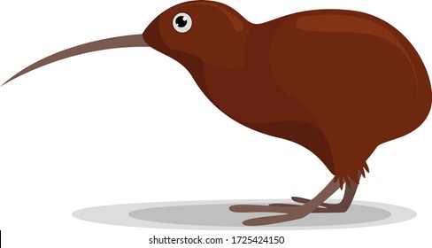 Sad kiwi bird, illustration, vector on white background