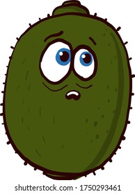 Triste kiwi frutal , ilustración, vector sobre fondo blanco