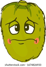 Traurige Kiwi, Illustration, Vektorillustration auf weißem Hintergrund.
