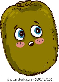 Sad kiwi , illustration, vector on white background