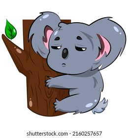 Sad Koala Sits On A Tree
