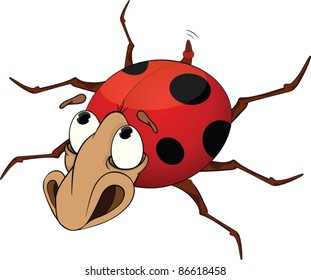 Sad ladybird from a fairy tale. Cartoon.