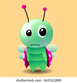 sad ladybug with a frown