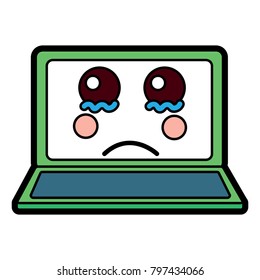 sad laptop kawaii icon image 