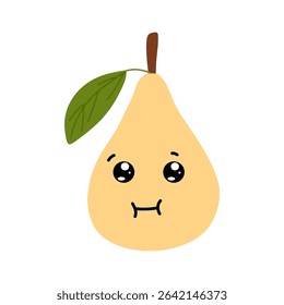 Sad, lazy, wink expression face pear cartoon character. emoticon stock element