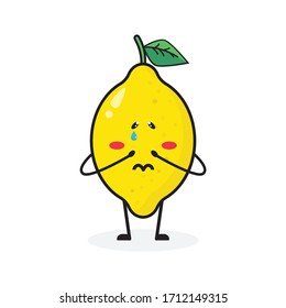 sad lemon fruit cute character mascot vector design
