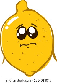 Sad lemon, illustration, vector on white background.