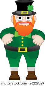 Sad leprechaun isolated on white
