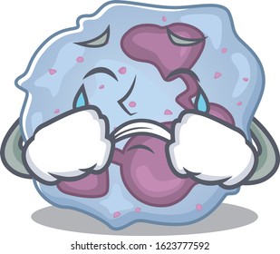 Sad of leukocyte cell cartoon mascot style