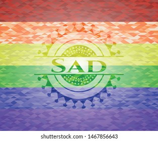 Sad lgbt colors emblem. Vector Illustration. Mosaic.