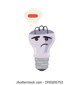 sad light bulb with minus