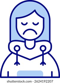 Design de ícone de vetor de linha triste