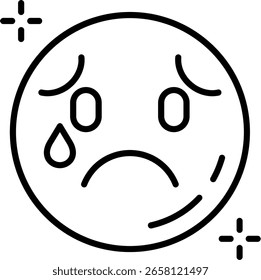 Diseño de icono de Vector de línea triste
