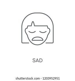 Sad linear icon. Sad concept stroke symbol design. Thin graphic elements vector illustration, outline pattern on a white background, eps 10.