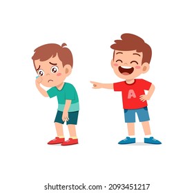 sad little boy get bullied from friend