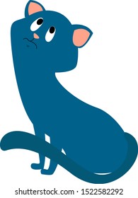 Sad little cat, illustration, vector on white background.
