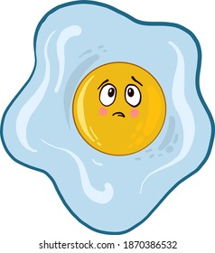 Sad little egg yolk, illustration, vector on white background.