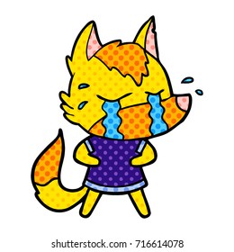 sad little fox cartoon character