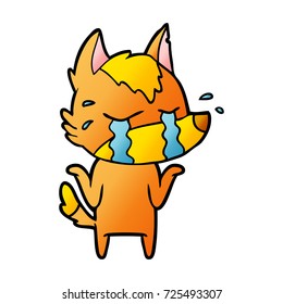 sad little fox cartoon character
