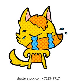 sad little fox cartoon character