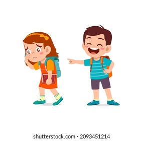 sad little girl get bullied from friend