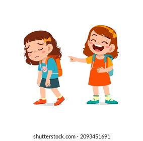 sad little girl get bullied from friend