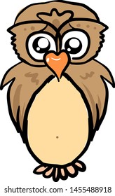 Sad little owl, illustration, vector on white background.