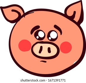 Sad little pig, illustration, vector on white background.