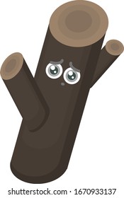 Sad log, illustration, vector on white background.