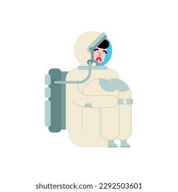 Sad lonely astronaut isolated. concept of universal loneliness