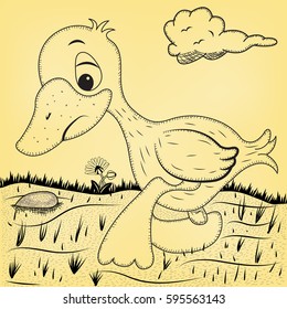 sad and lonely little duckling walk