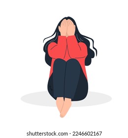 Sad lonely woman in depression 
