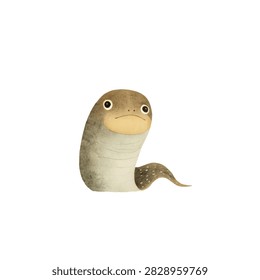 A sad looking cartoon eel fish toy