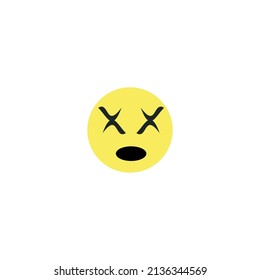 sad looking cartoon face icon on white background