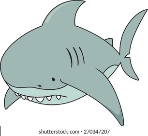 Sad looking great white shark.isolated on white background