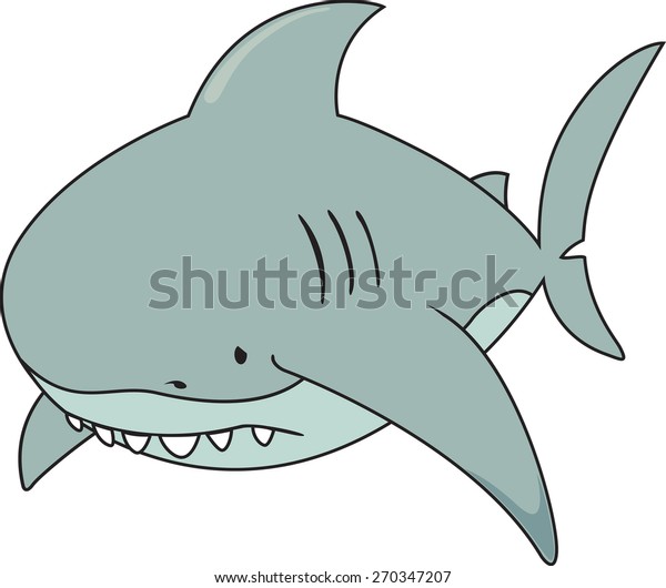 Sad Looking Great White Sharkisolated On Stock Vector (Royalty Free ...