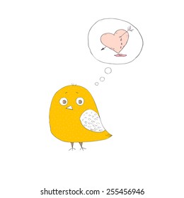 Sad love bird, vector.