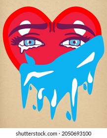 sad love vector to describe someone who is heartbroken or sad, can also be used for stickers or other accessories.