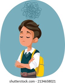 
Sad Male Student Feeling Depressed Vector Cartoon Illustration. Unhappy Teenage Boy Having Problems In High School With Bullying And Abuse
