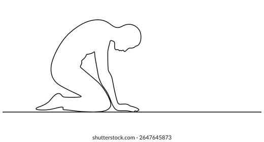 sad man alone concept continuous one line drawing, Simple one line drawing of a depressed, stressed out man Transparent background png file, Single line drawing illustration of thinking man. minimall.