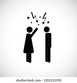 sad man and angry woman arguing icon pictogram vector illustration