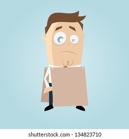 sad man with blank sign