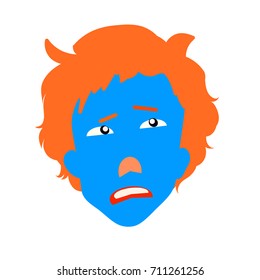 Sad man with a blue face