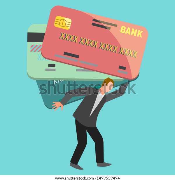 Sad Man Carrying Credit Cards Vector Stock Vector (Royalty Free ...