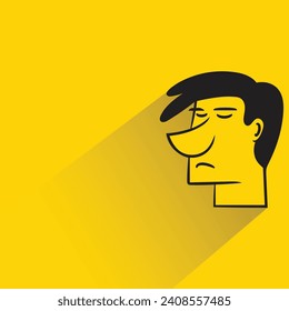 sad man character with shadow on yellow background